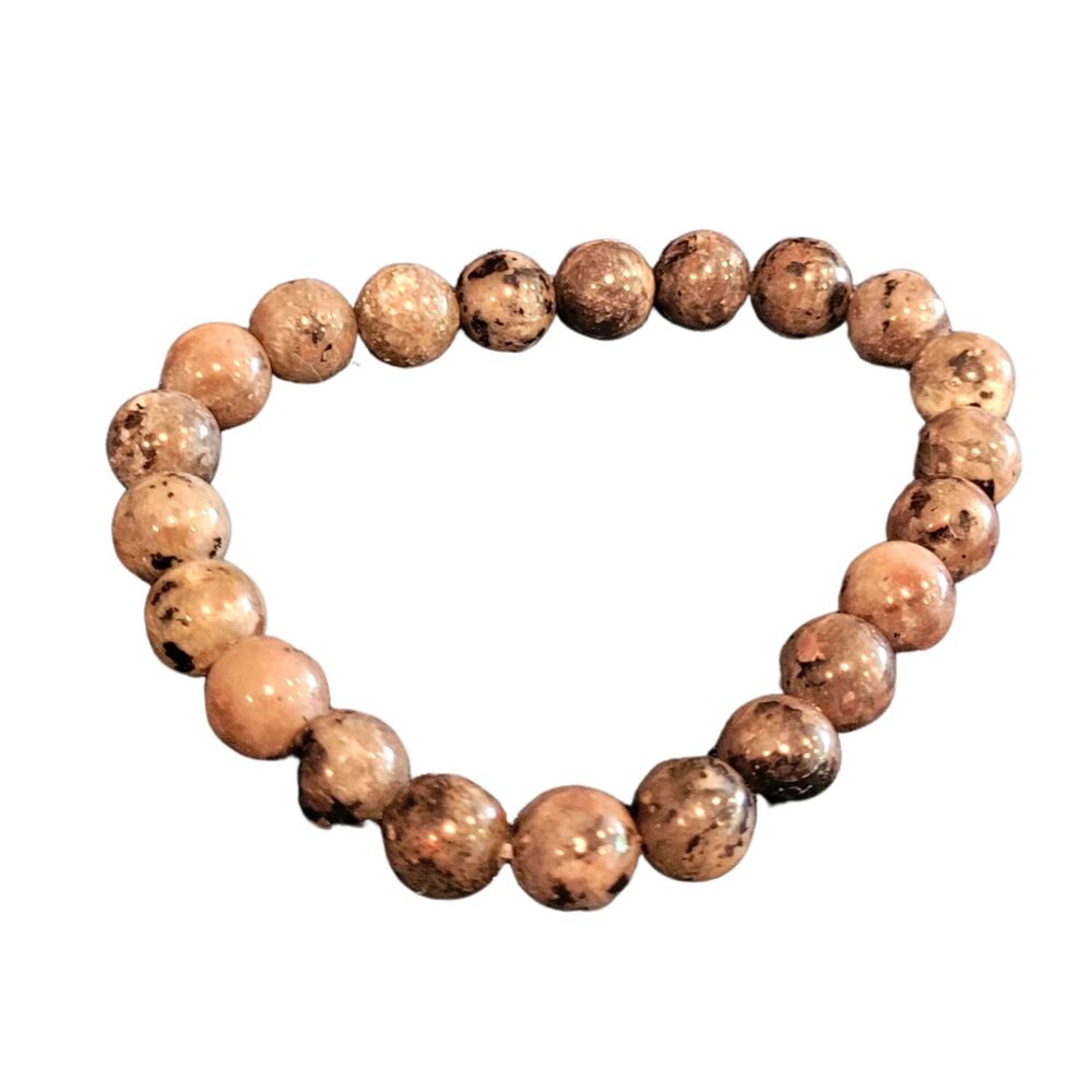 8mm Natural Jasper Beaded Stretch Bracelet Earthy Stone Healing Artisan Jewelry